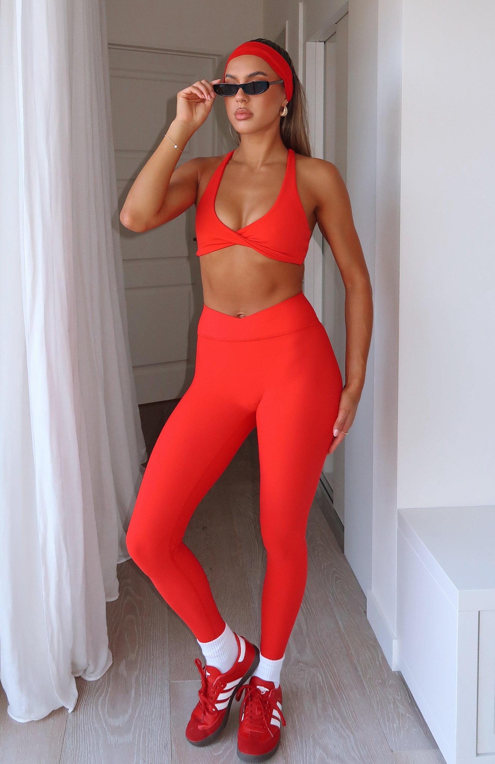 Ready Set Go Cross Front Leggings Red Product Image
