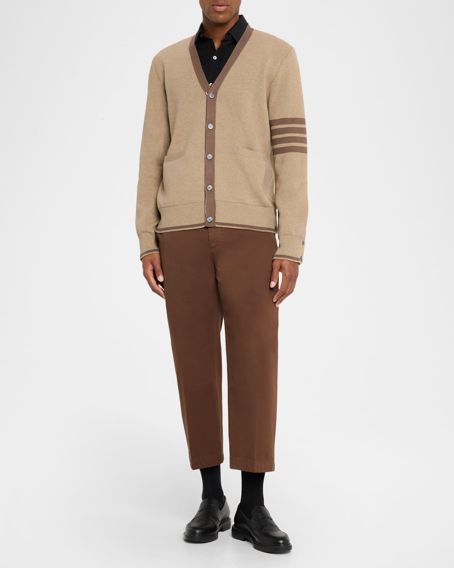 Men's Cotton 4-Bar Stripe Sleeve Cardigan Product Image