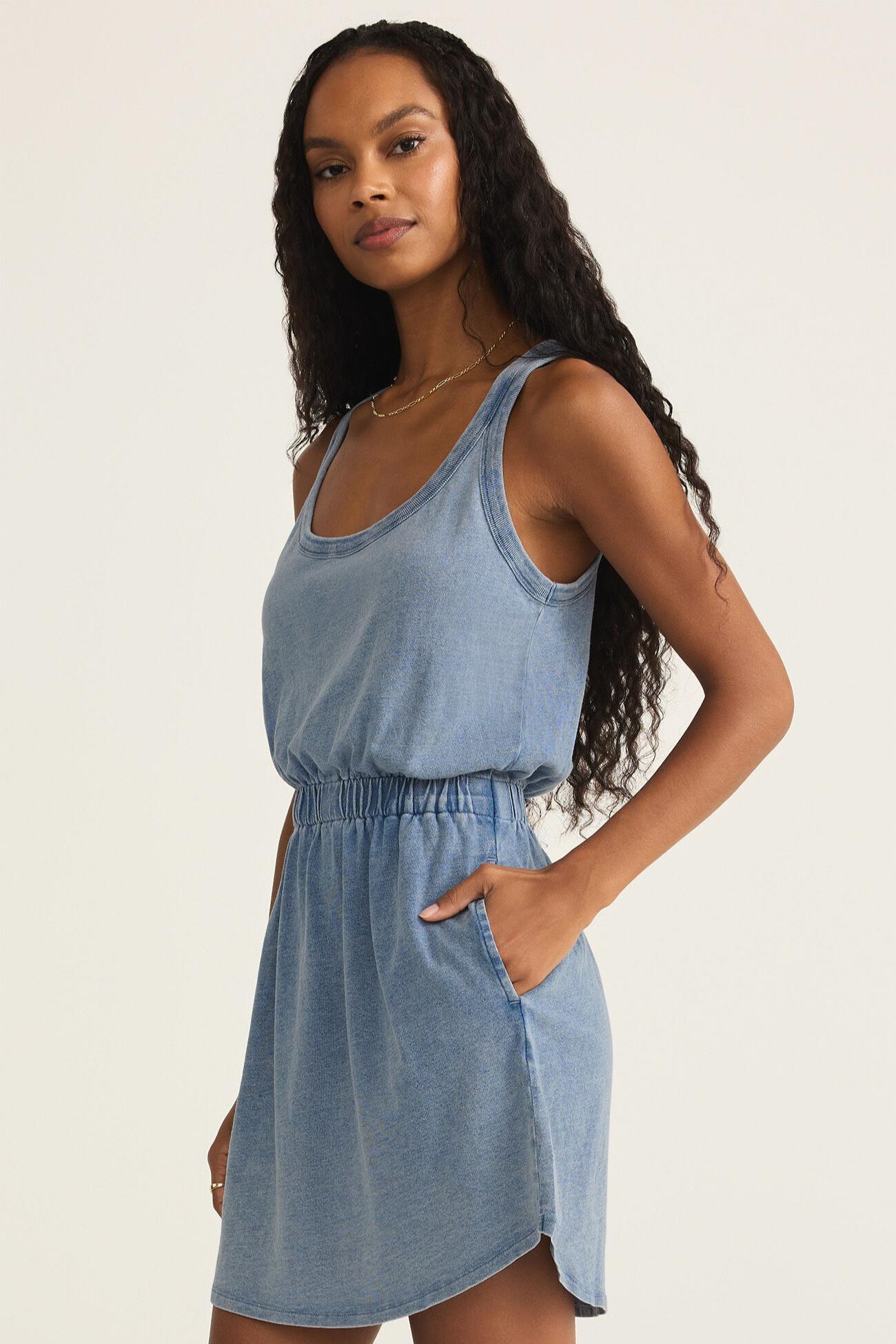 Keegan Knit Denim Mini Dress Product Image