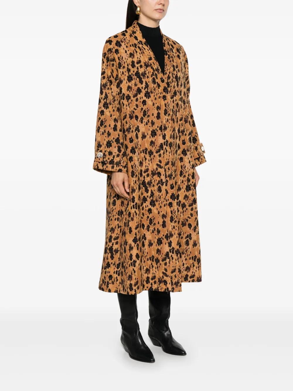 leopard-print jacquard coat Product Image