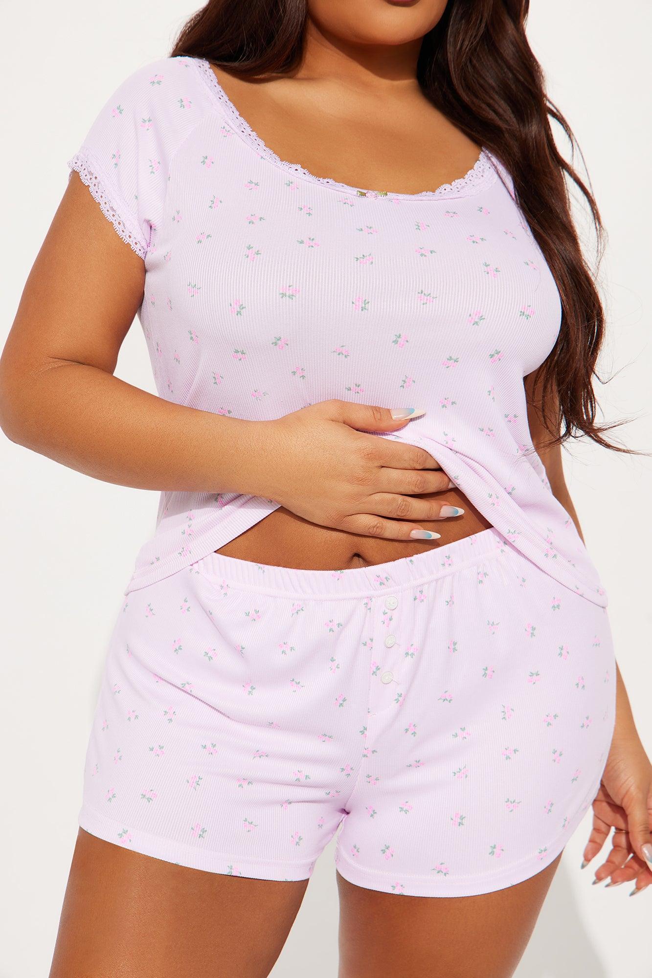 Floresitas Ribbed PJ Short Set - Pink Product Image