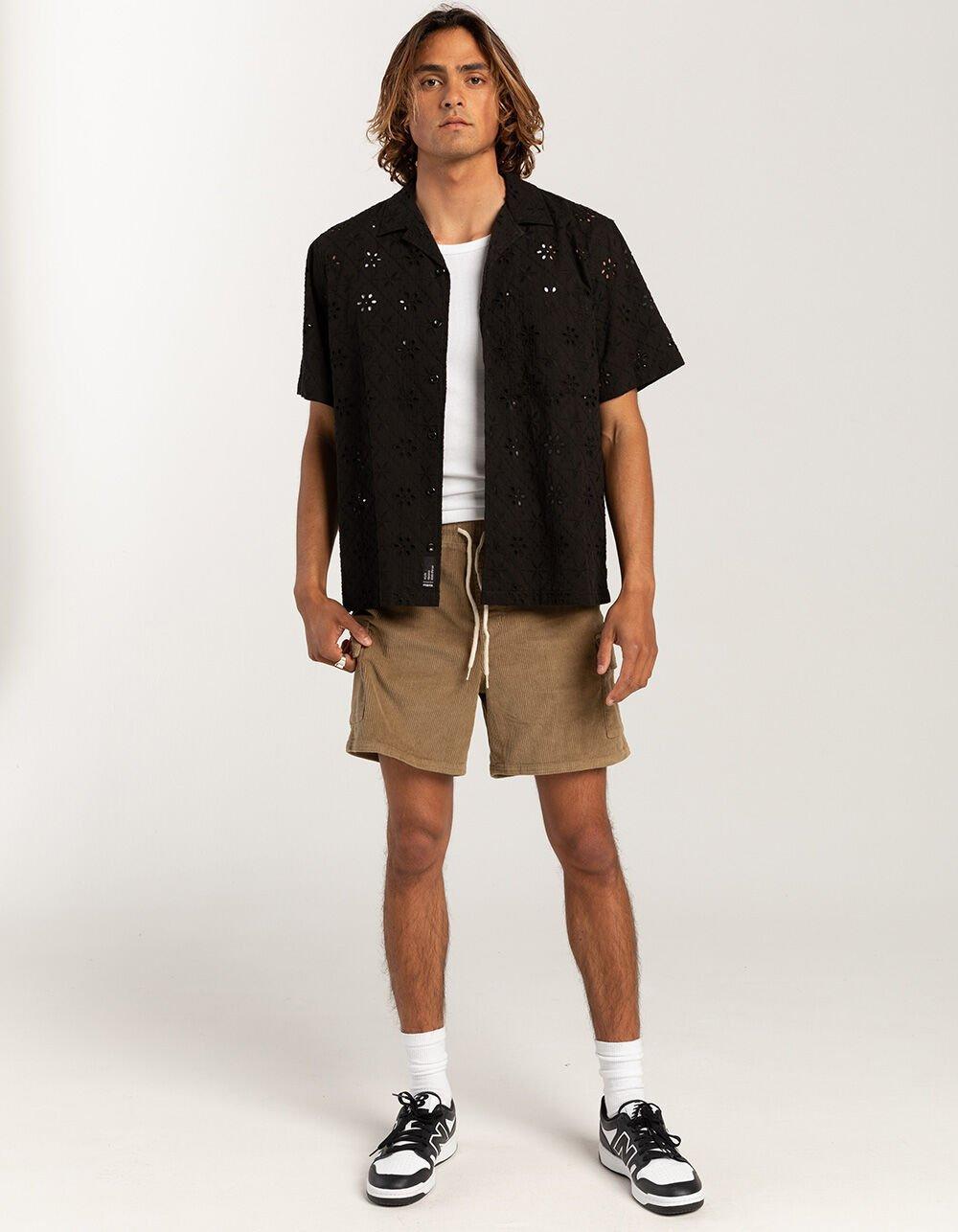 RSQ Mens Eyelet Camp Shirt - BLACK Product Image