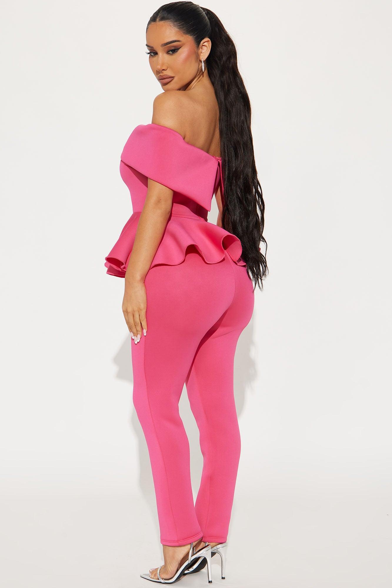 My Pretty Peplum Pant Set - Fuchsia Product Image