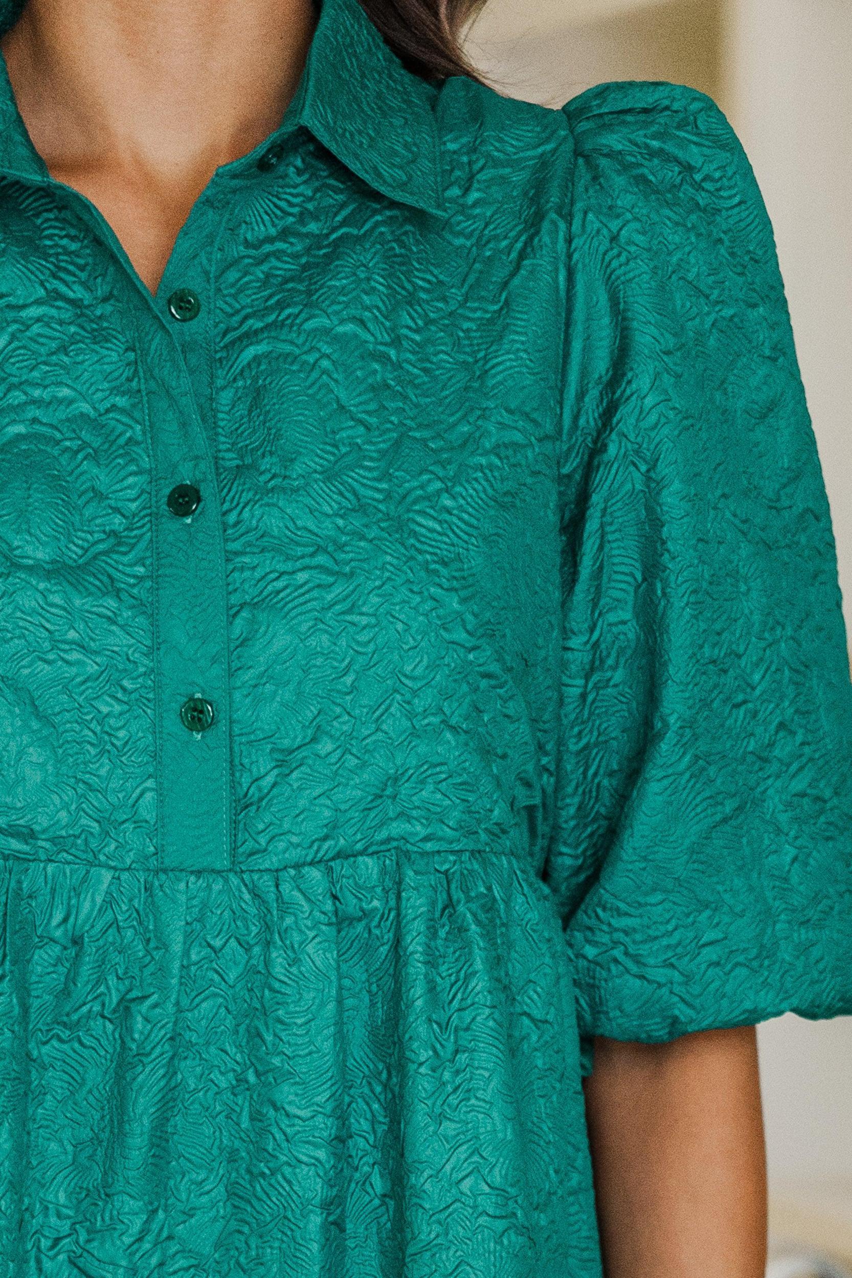 Love Found Emerald Textured Tiered Midi Dress Female Product Image