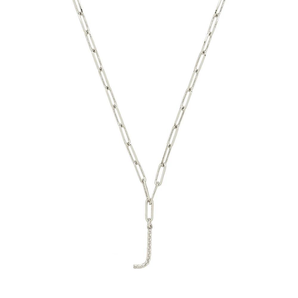 MC Collective Braided Initial Pendant Necklace, Women's, Size: 16", Silver Tone H Product Image