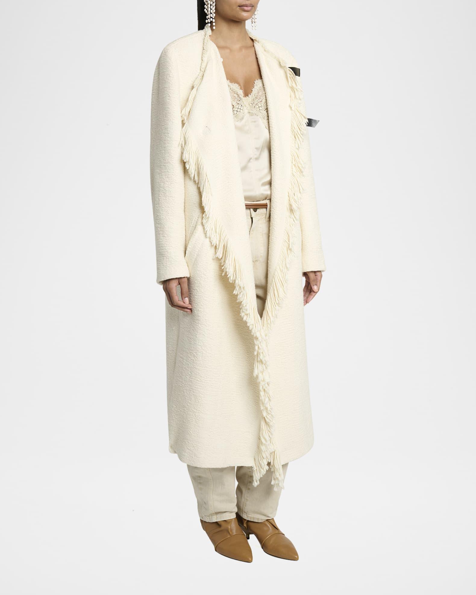 Gameia Long Fringe-Trim Linen Coat Product Image