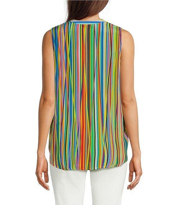 APNY Green Blue Multi Stripe Button Down Tank Top Product Image