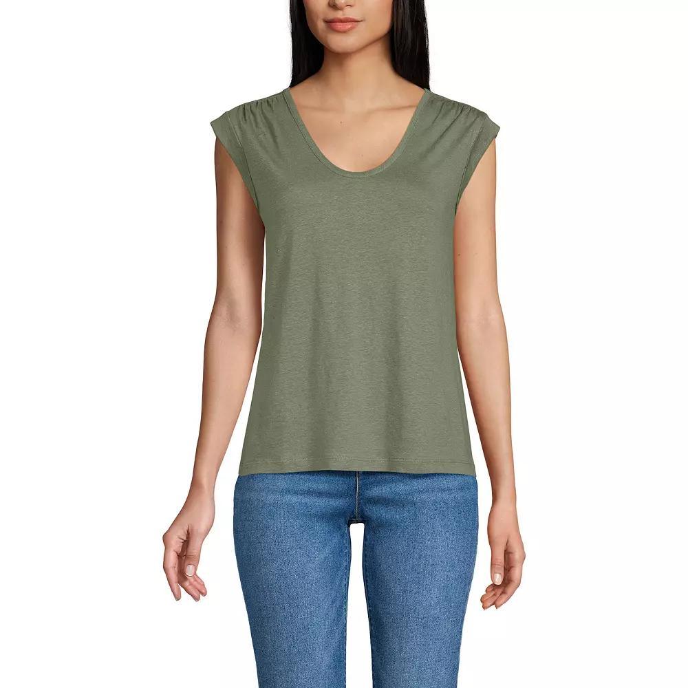 Women's Lands' End Cap Sleeve Shoulder T-Shirt, Size: Large, Peach Pink Product Image