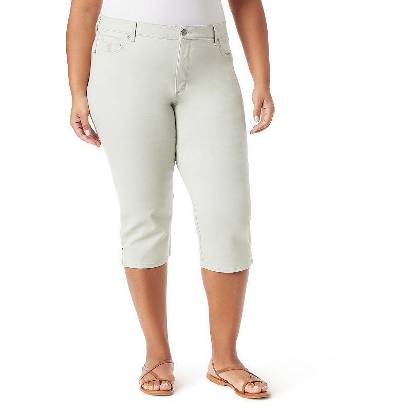 Plus Size Gloria Vanderbilt Amanda Capris, Womens Mineral Green Product Image