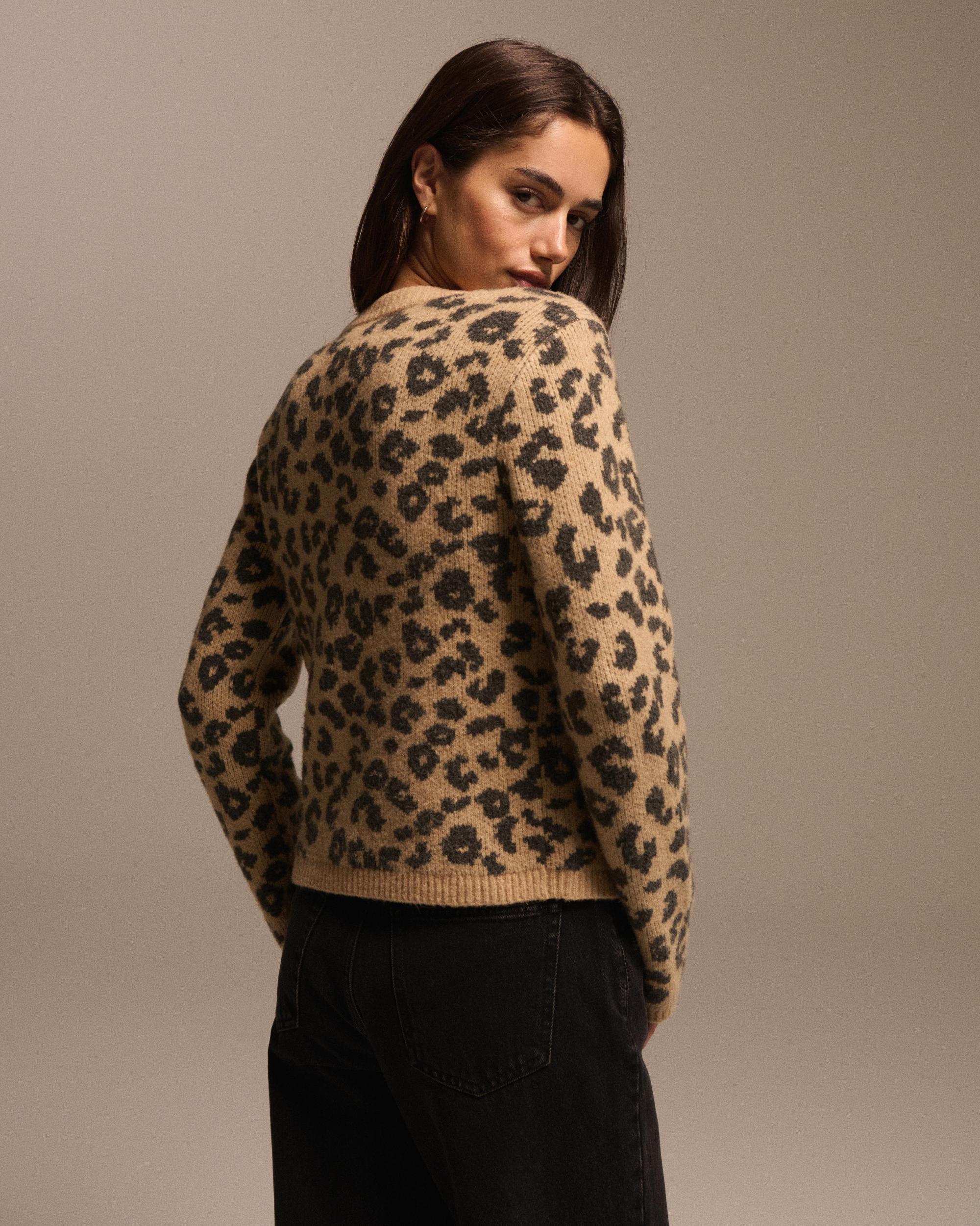 Leopard Crew Cardigan Product Image