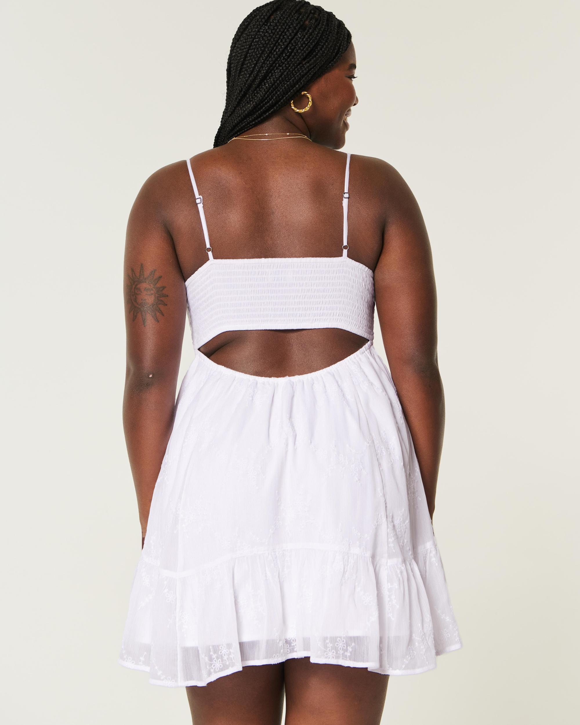 Embroidered Asymmetrical Hem Mini Dress Product Image