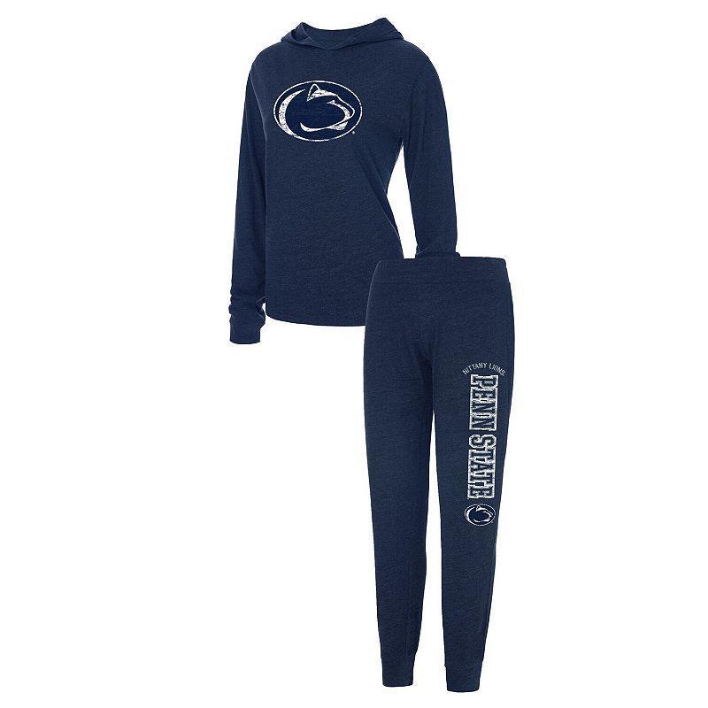 Womens Concepts Sport Penn State Nittany Lions Long Sleeve Hoodie T-Shirt & Pants Sleep Set Blue Product Image