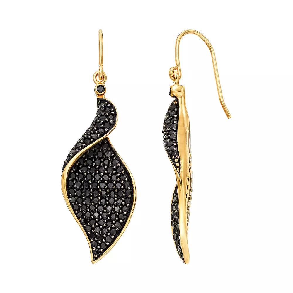 Sophie Miller Cubic Zirconia 14k Gold Over Silver Marquise Drop Earrings, Womens, Black Product Image