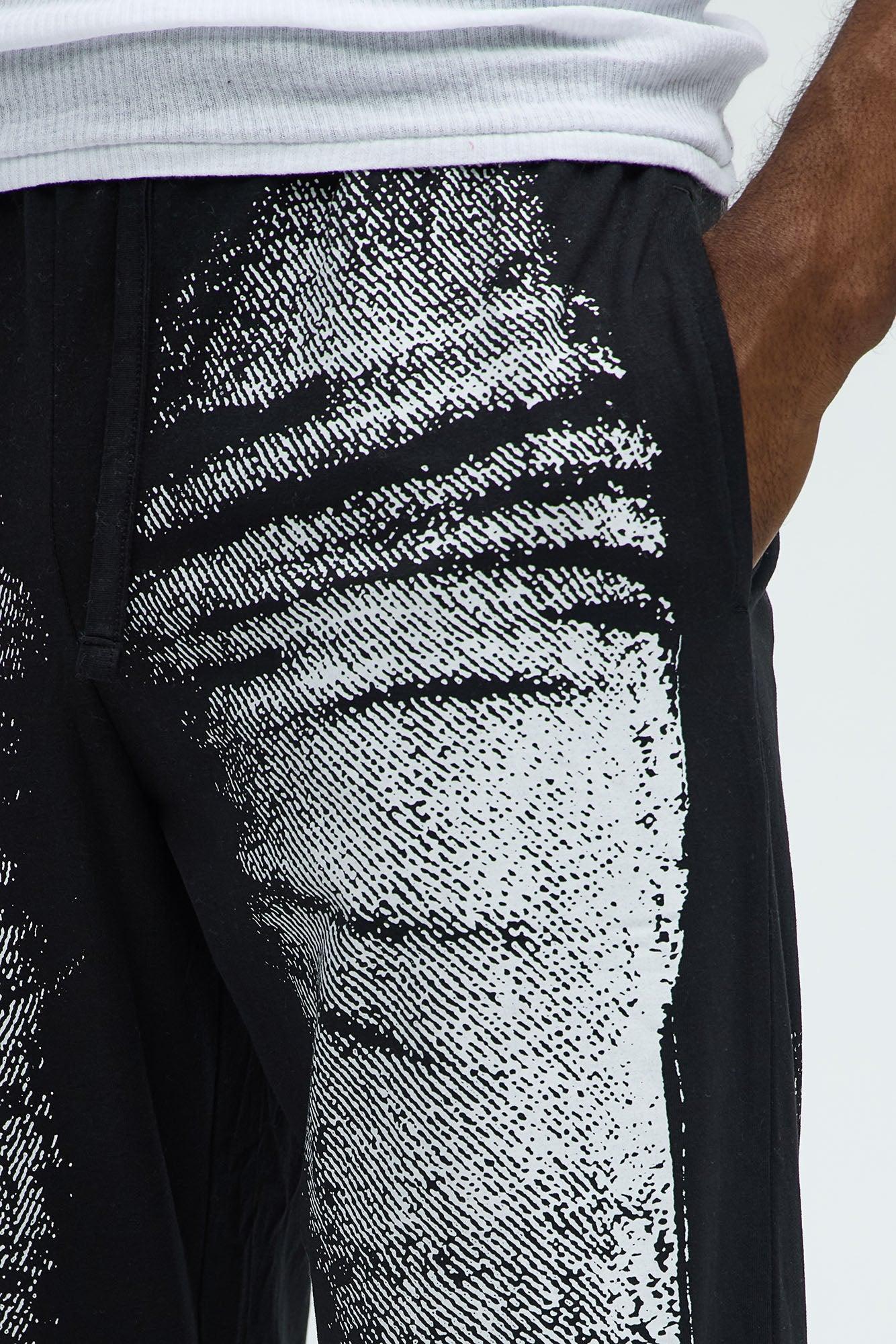 Printed Jean Relaxed Lounge Pants - Black/combo Product Image