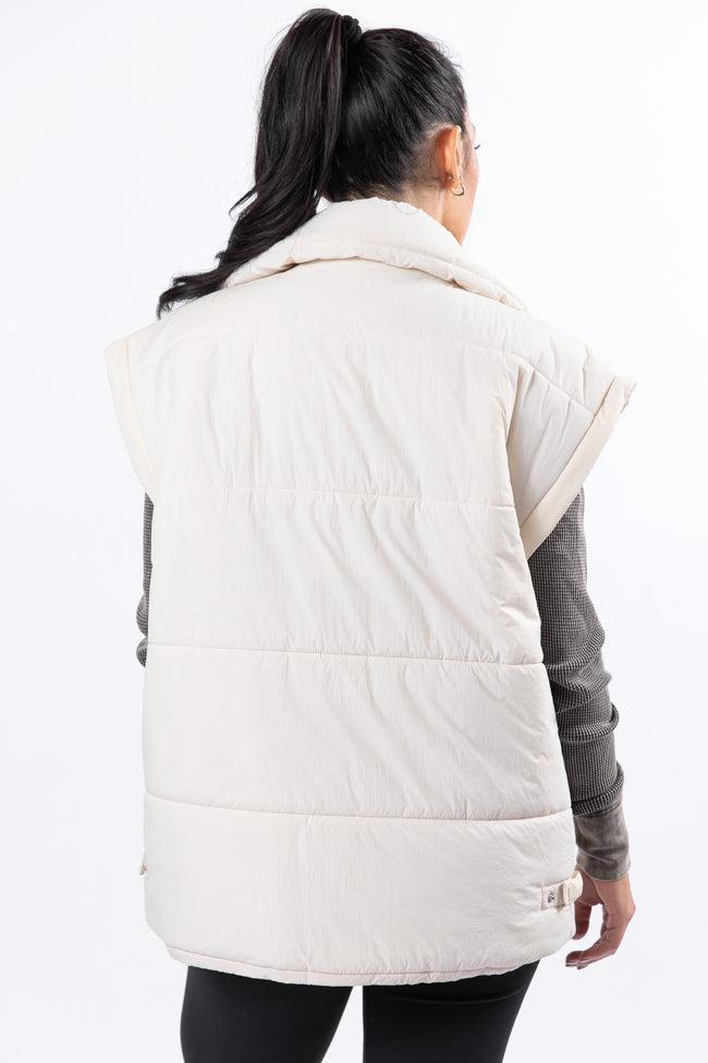 Best Bet Cream Oversized Puffer Vest Product Image