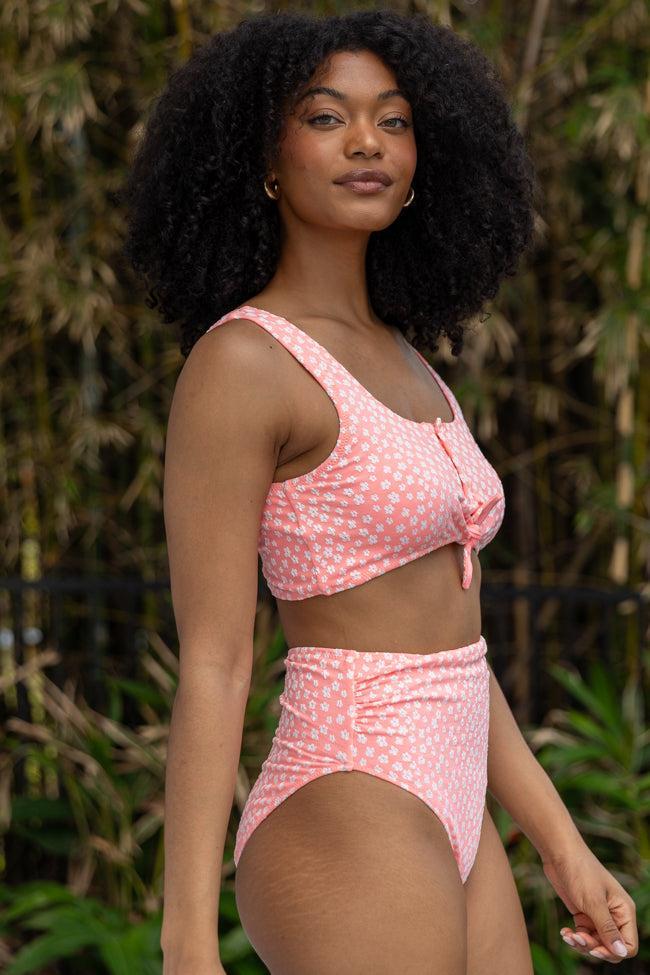 Botanical Bay Coral Floral Bikini Top FINAL SALE Product Image