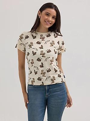 Women's Wrangler Jacquard Allover Print Slim Tee | Women's TOPS | Wrangler® Product Image