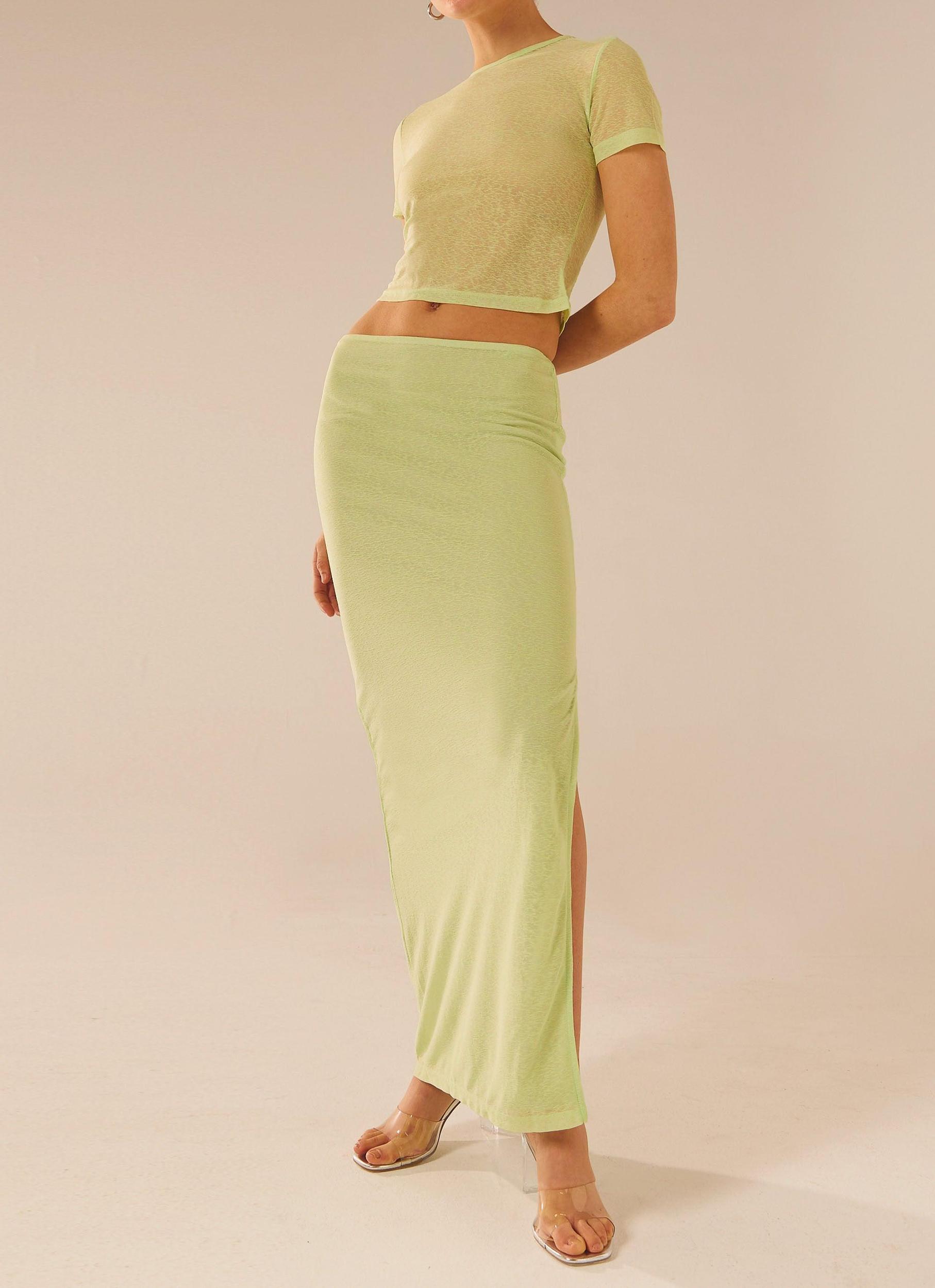 Just Like Magic Maxi Skirt - Lime Product Image