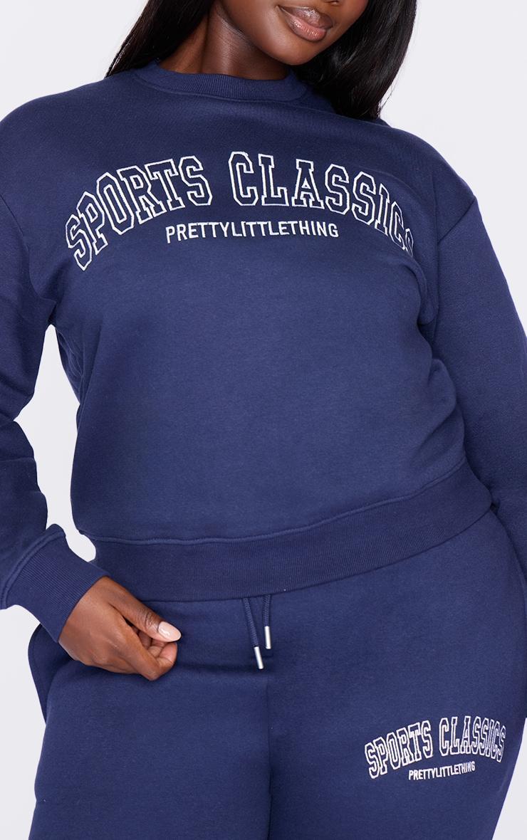 Plus Navy Sports Classic Embroidered Sweatshirt Product Image