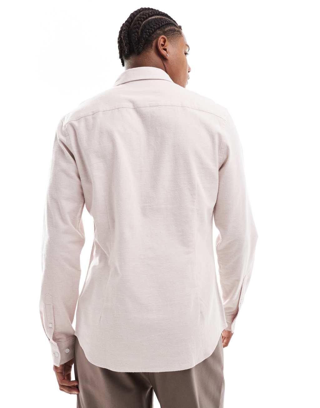 ASOS DESIGN slim oxford shirt in light pink Product Image