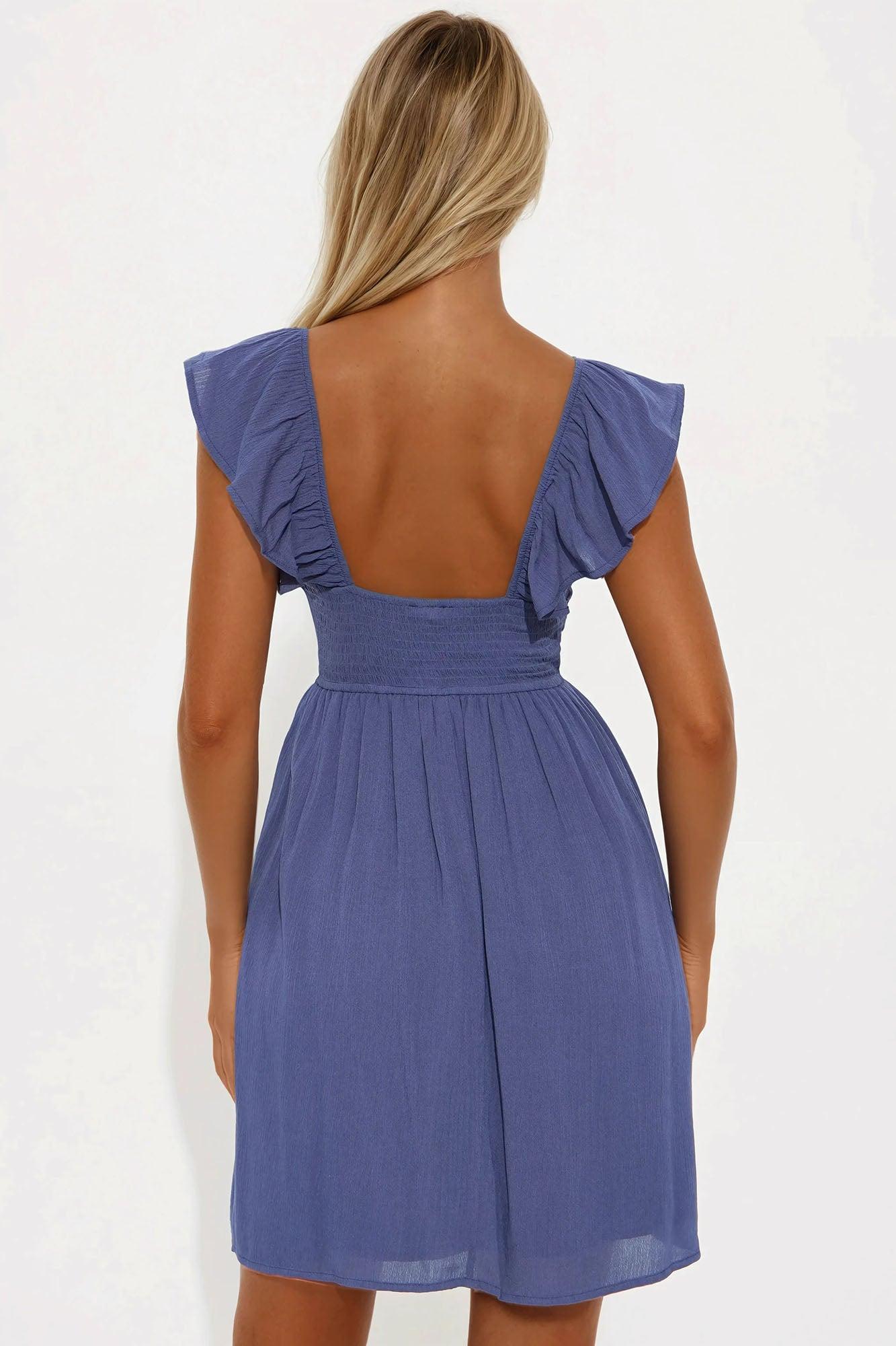 Saylor Smocked Mini Dress - Denim Product Image