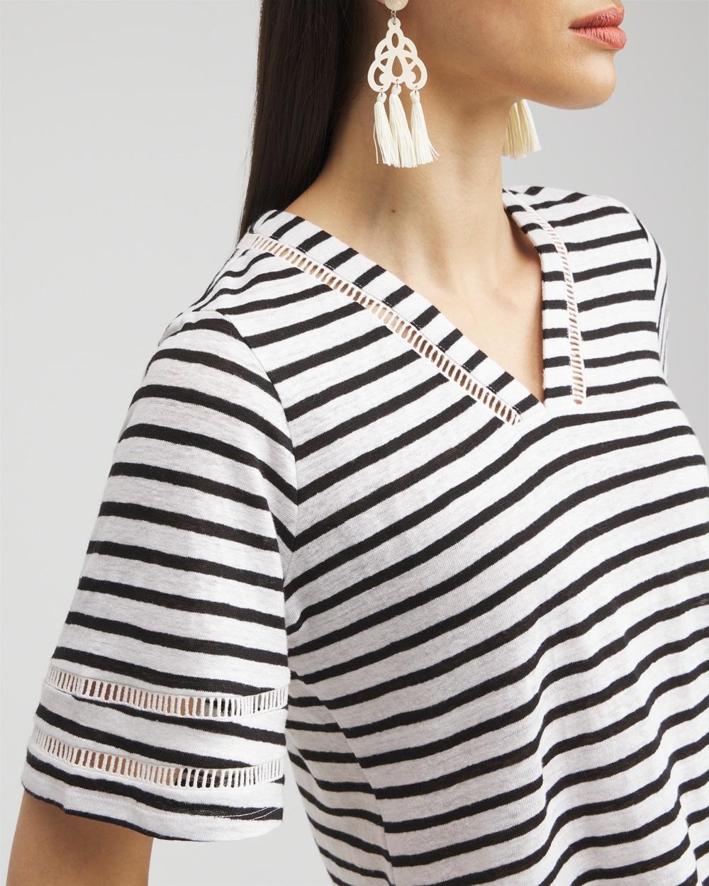 Linen Stripe Ladder Lace Tee Product Image