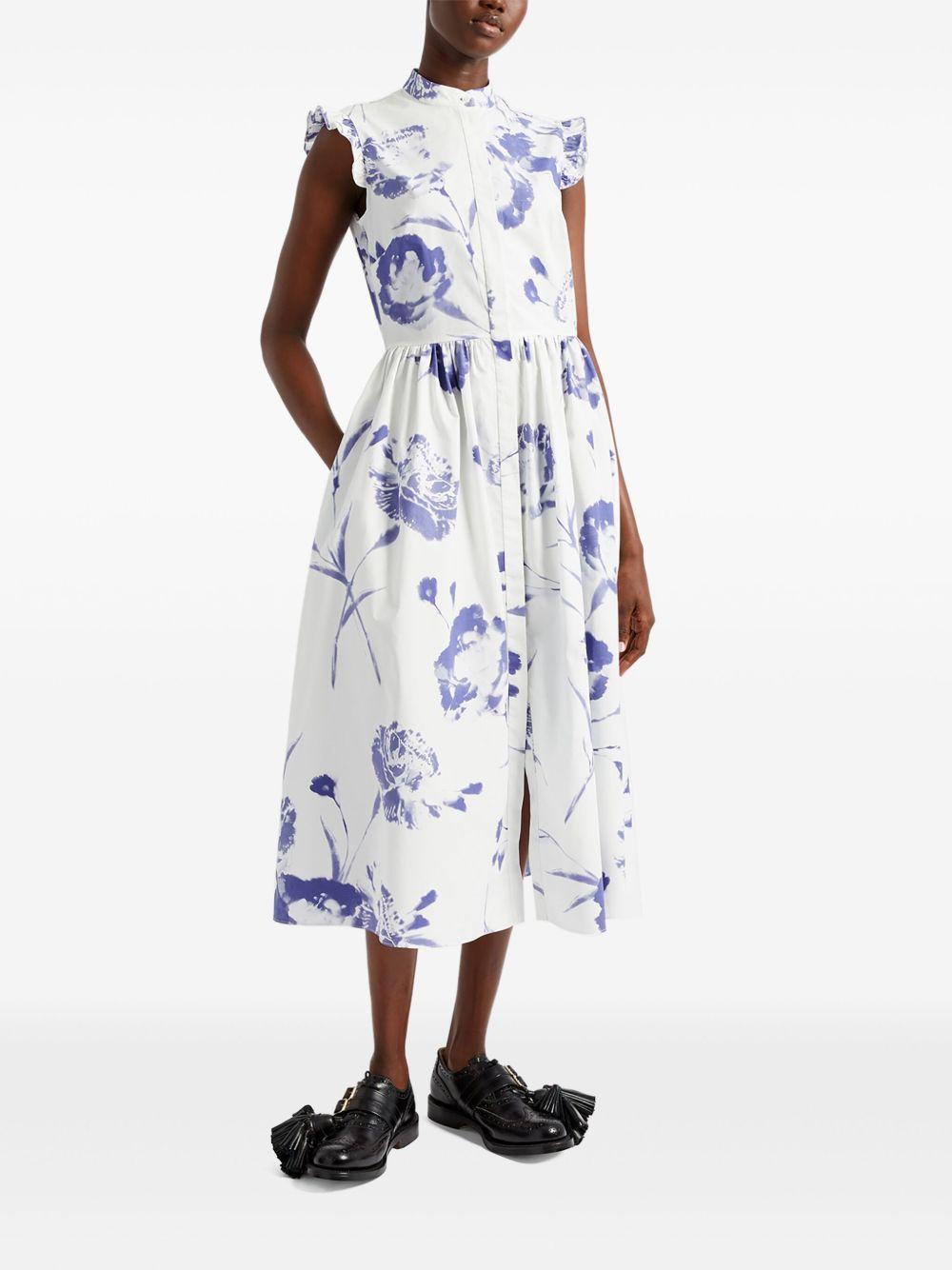 floral-print ruffled-sleeve dress Product Image
