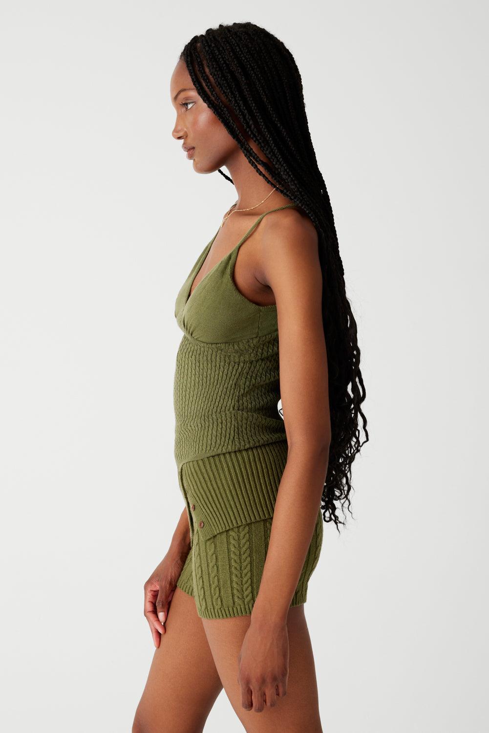 Nolan Cable Cloud Knit Mini Short - Jade Green Product Image