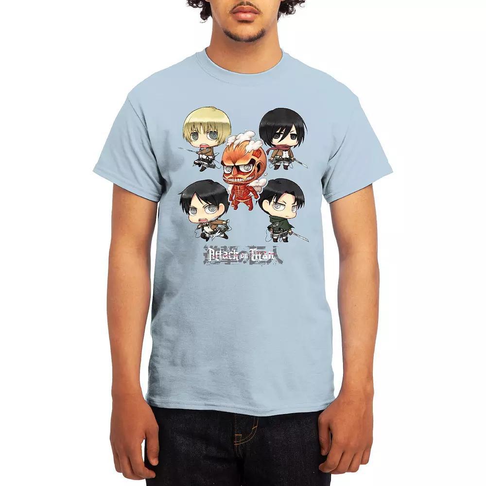 Men's Attack on Titan Chibi Character Arranged Graphic Tee, Size: Large, Grey Navy Product Image
