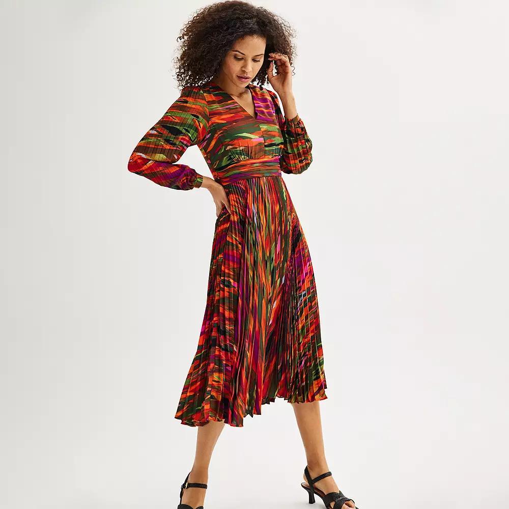 Women's Nanette Lepore Printed Pleated Maxi Dress, Size: 6, Green Print Product Image
