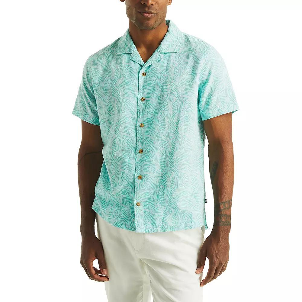 Men's Nautica Printed Short-Sleeve Camp Shirt, Size: XL, Seawater Blue Product Image