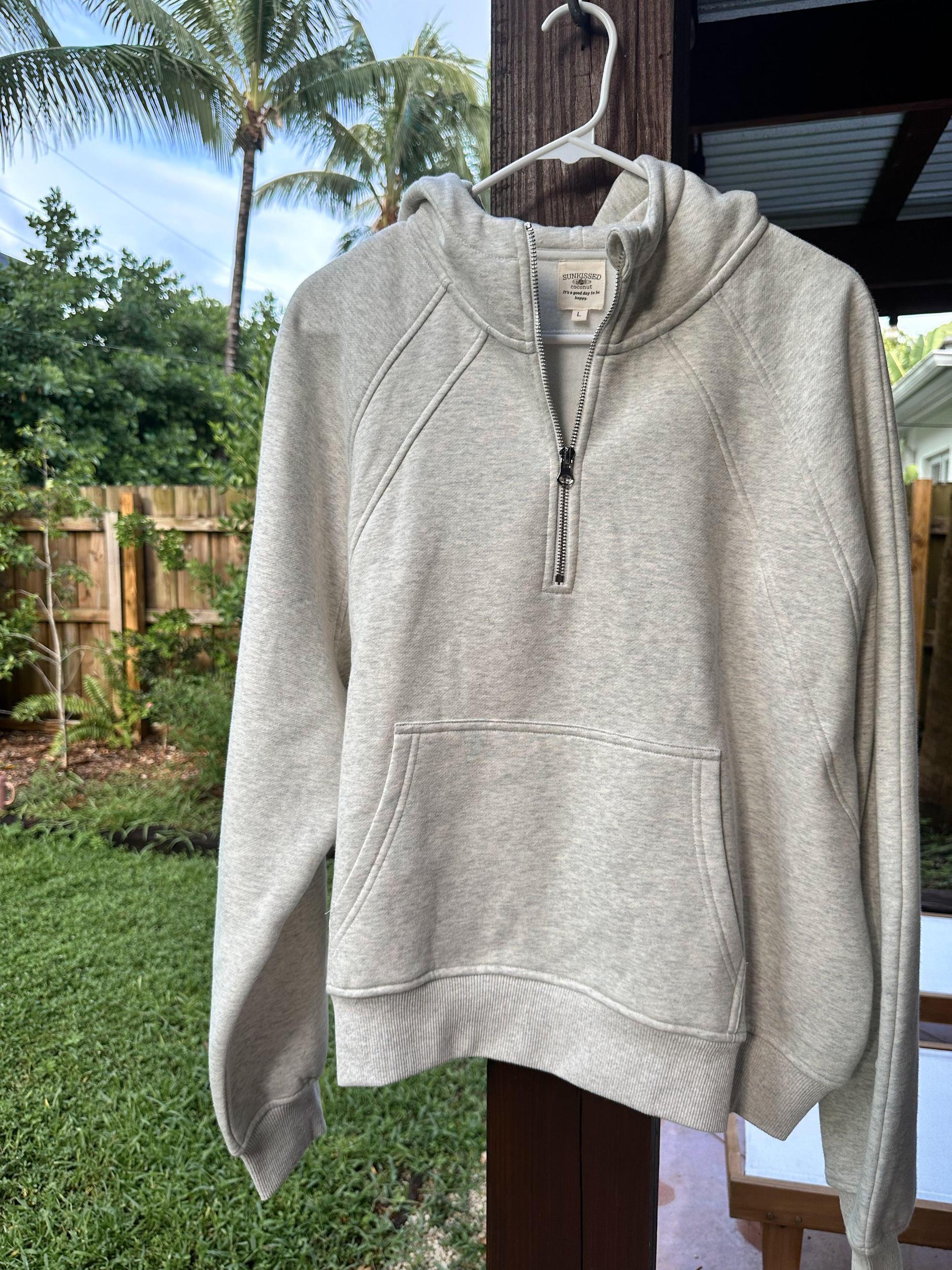 Pink Lavender  Pilates Detailed Waist Length Quarter Zip Hoodie Product Image