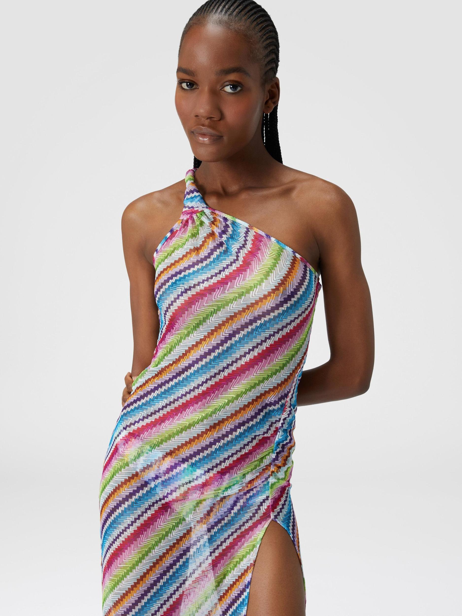 Zig zag print cover-up dress with knot neckline Product Image