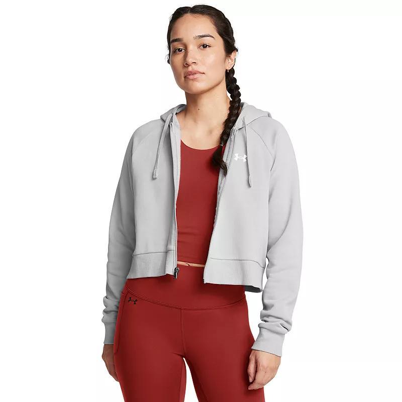 Women's Under Armour Rival Fleece Crop Full-Zip Hoodie, Size: XXL, Black Product Image