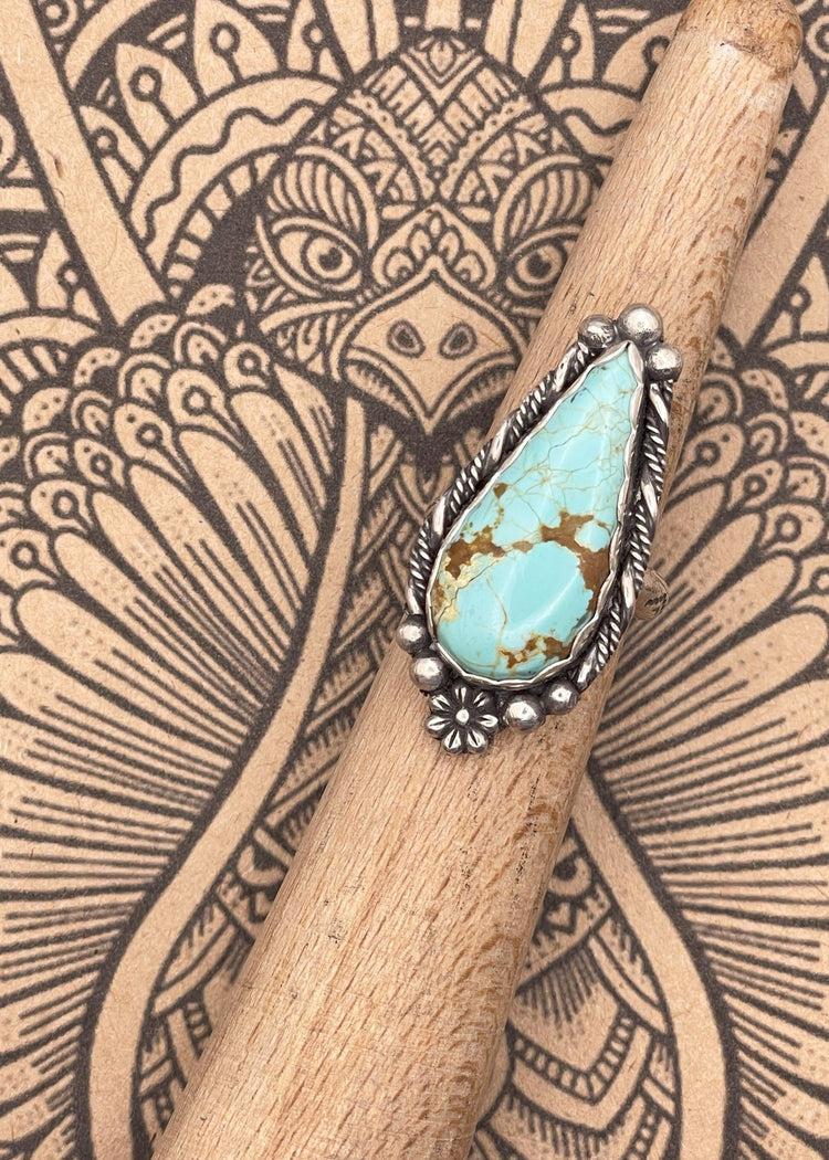 Sterling Silver Turquoise Flower Ring Product Image