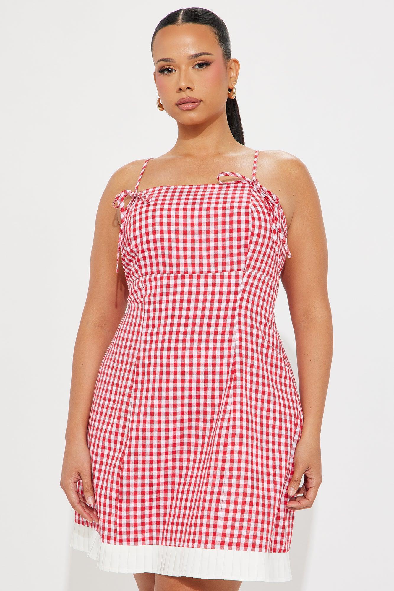 Gabby Gingham Mini Dress - Red/combo Product Image