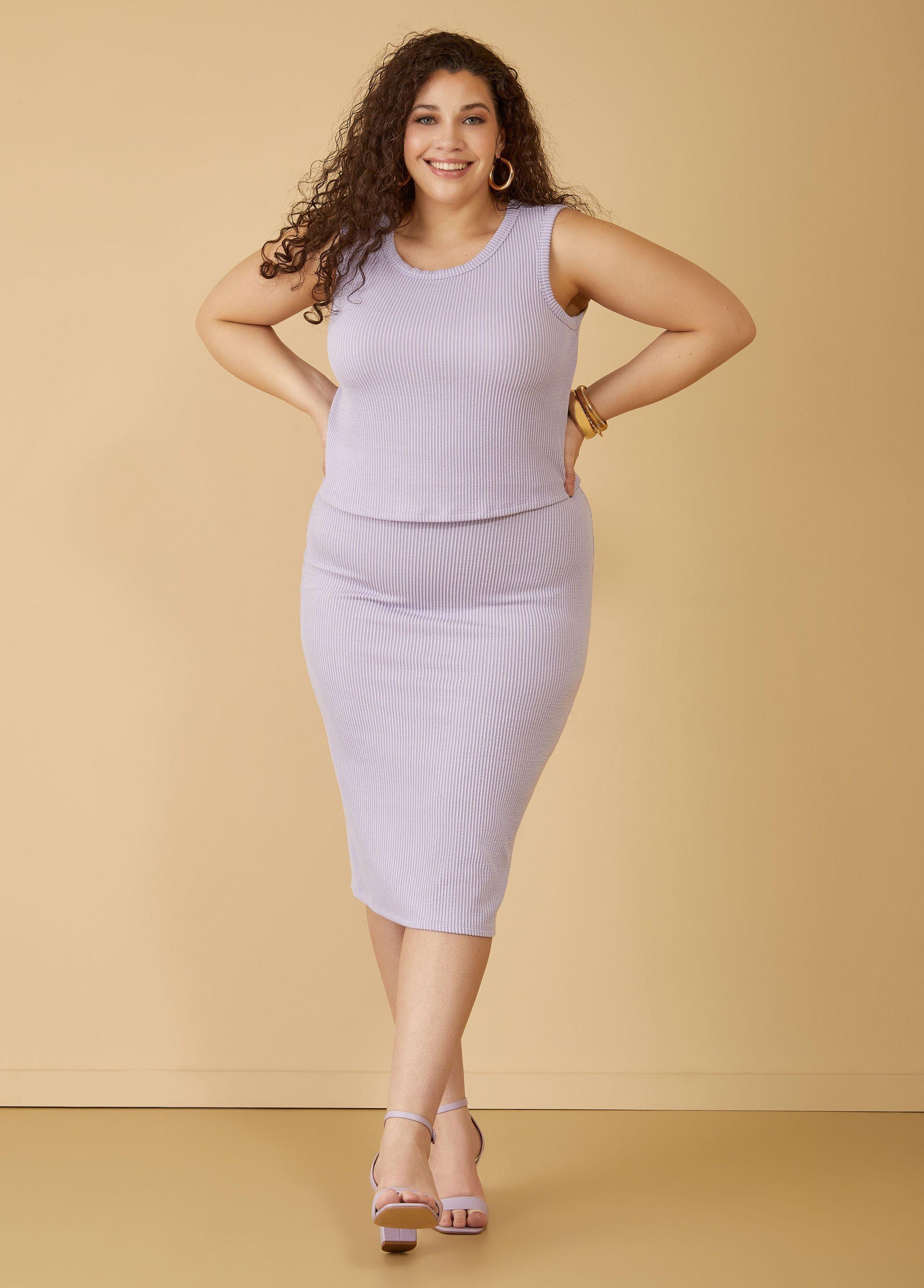Plus Size Ribbed Midi Skirt Ashley Stewart Product Image