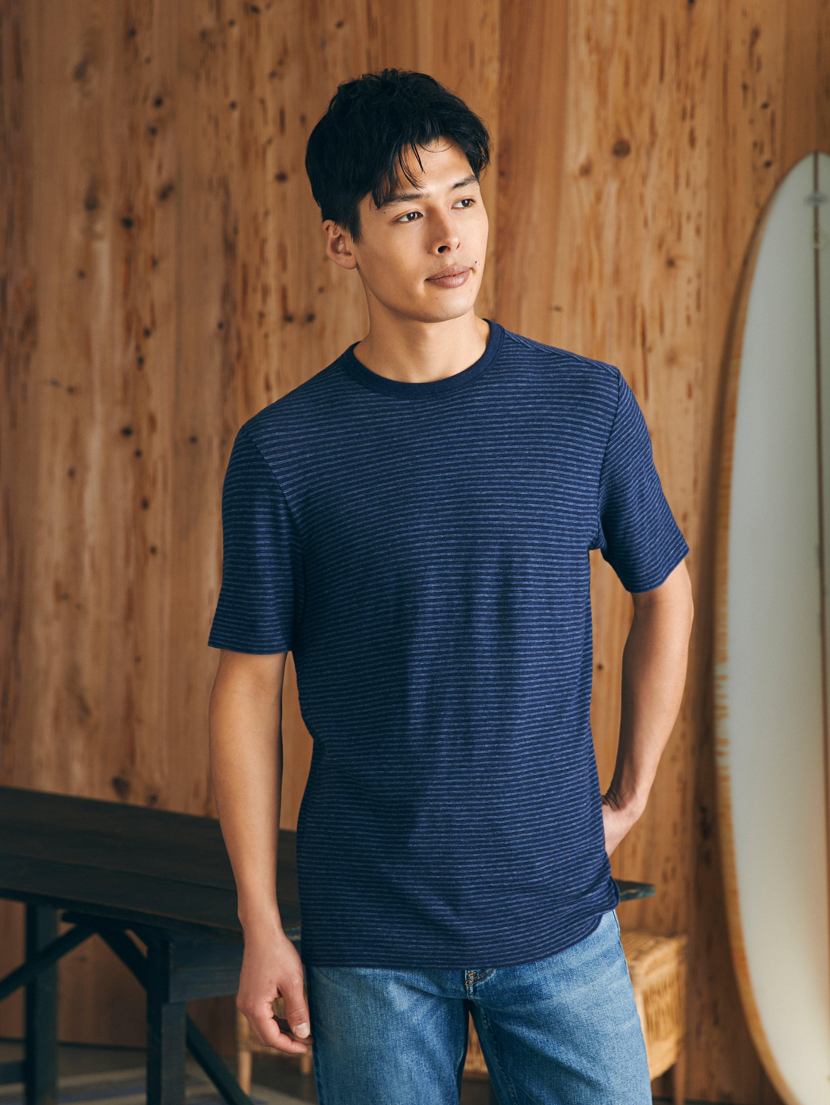 Short-Sleeve Vintage Chambray Tee - Navy Cove Stripe Male Product Image