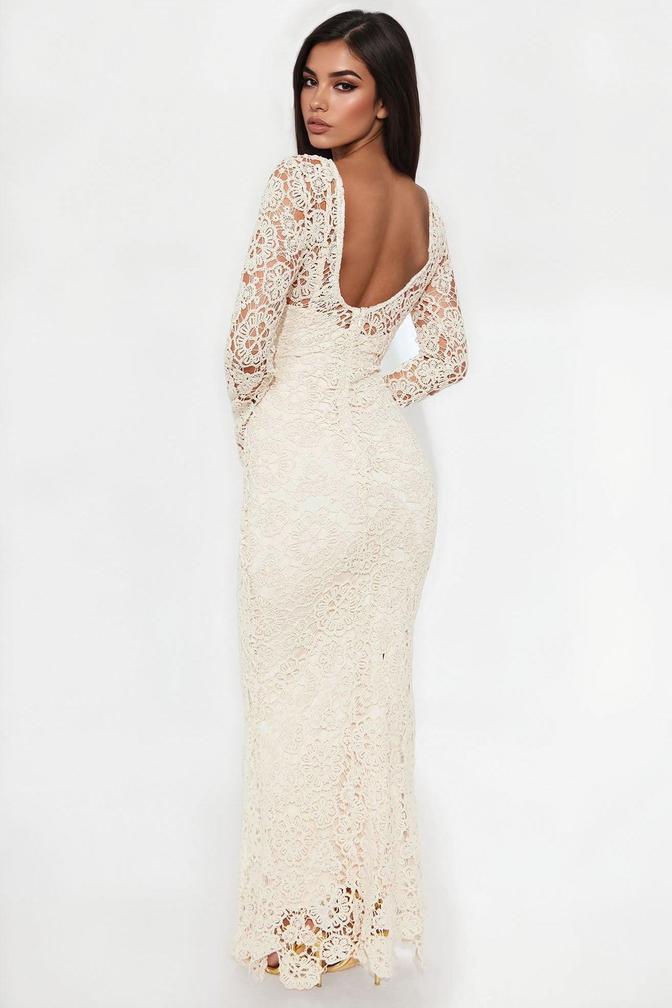 On The Shore Crochet Maxi Dress - Cream Product Image