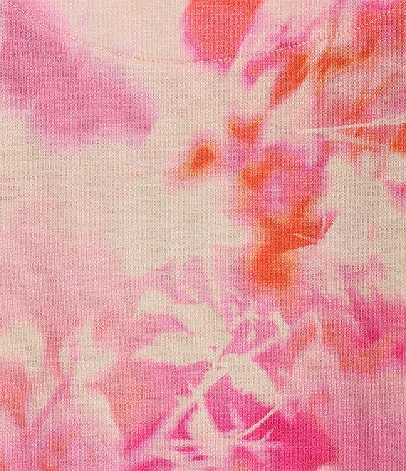 Allison Daley Plus Size Ombre Floral Print 3/4 Sleeve Keyhole Neck Knot Knit Top Product Image