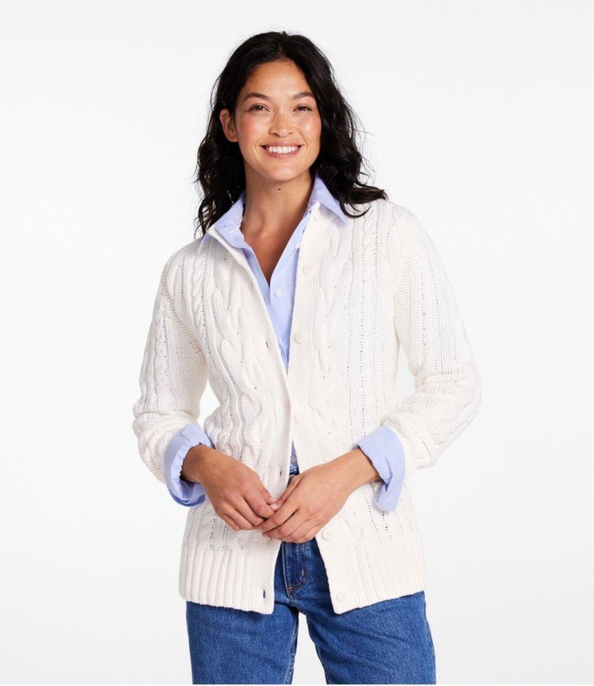 
                            Women's Double L® Cable Sweater, Button-Front Cardigan
                         Product Image