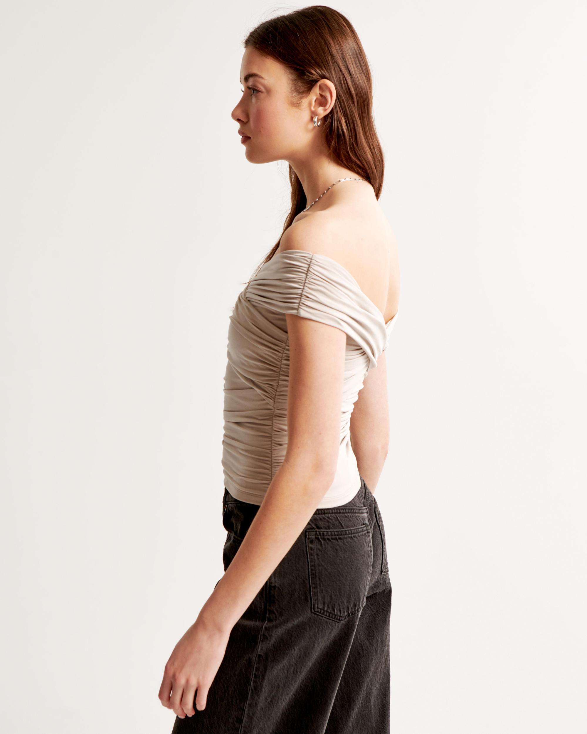 Off-The-Shoulder Ruched Wrap Top Product Image