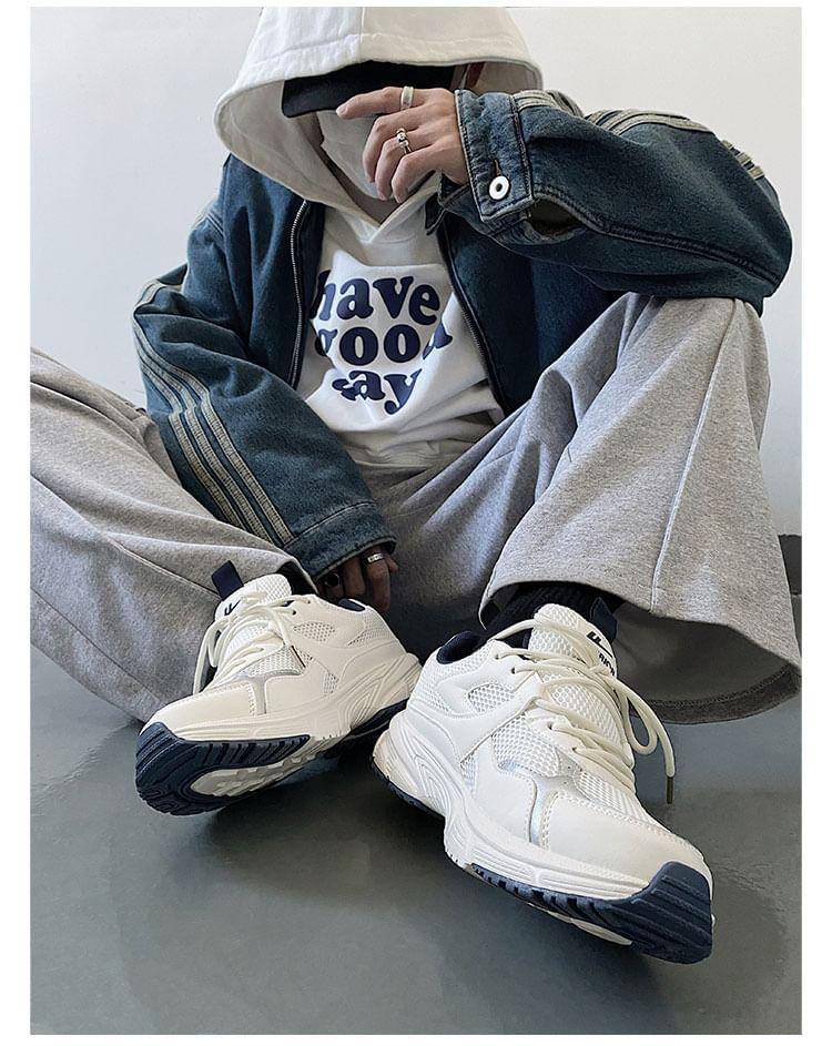 Contrast Trim Lace-Up Platform Sneakers Product Image