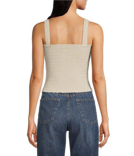 Ariat Darla Linen Blend Sleeveless Square Neck Smocked Crop Top Product Image