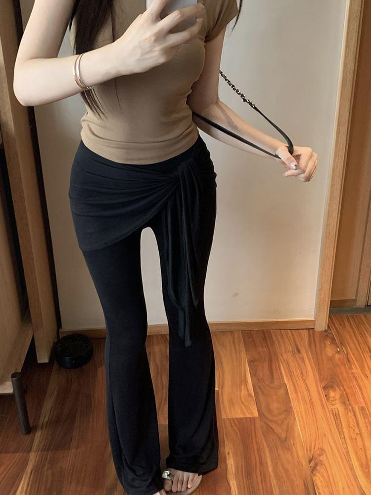 Mock Two Piece Mid Rise Sheath Flare Sweatpants Product Image