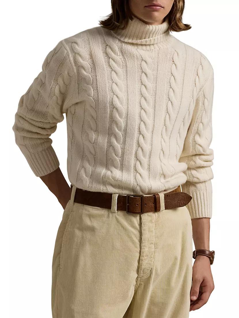 Cable-Knit Wool-Cashmere Turtleneck Sweater Product Image