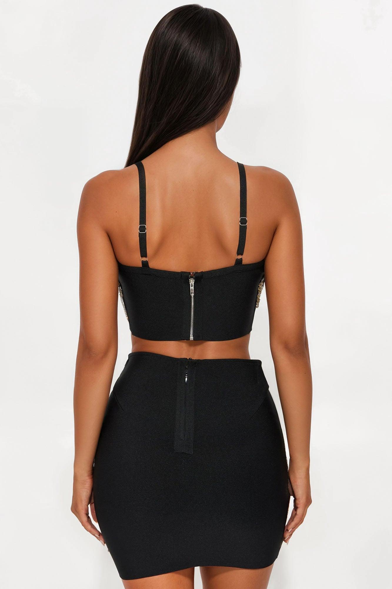 Classy & Flawless  Bandage Mini Skirt Set - Black Product Image