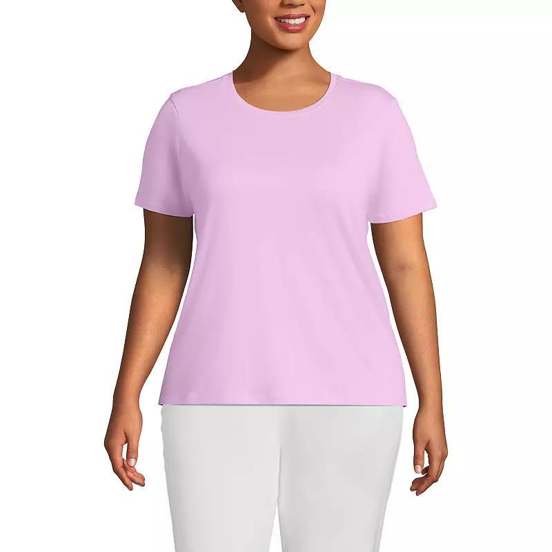 Plus Size Lands' End Relaxed Supima Cotton Crewneck Tee, Women's, Size: 1XL, Pale Yellow Product Image