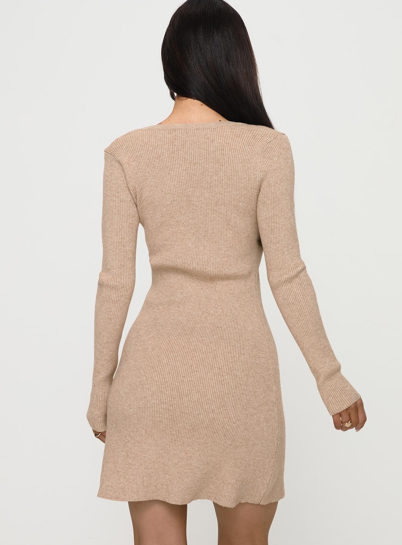 Halycon Knit Mini Dress Oatmeal Product Image