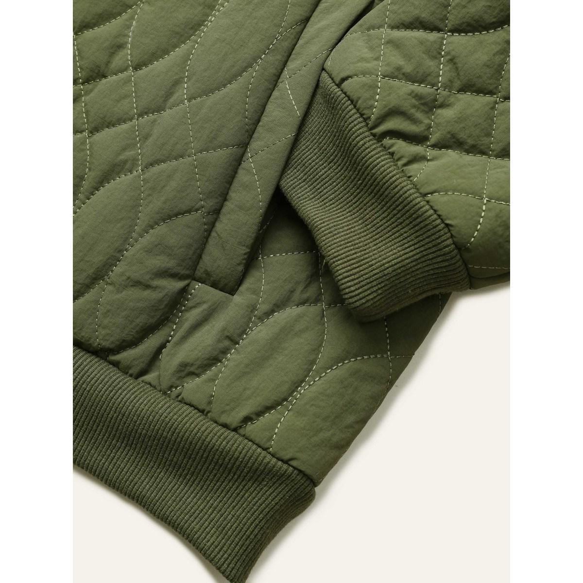 Plus Size Solid Pocket Texture Lined Quilted Jacket Women ArmyGreen Elastic cuffs Pocket Dailywear Jackets BloomChic 14-16/1X Product Image